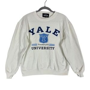 Yale Sweatshirt Mens XS White Fleece Crewneck University Logo Graphic College
